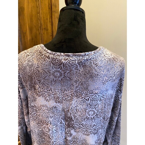 Liz Claiborne Blouse Plus Sz 2X Top Gray Pattern Casual Long Sleeve Pullover - Picture 6 of 9